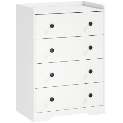 HOMCOM 4-Drawer Chest Modern Wood Storage Cabinet White