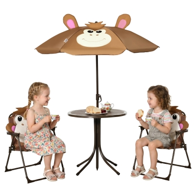 Outsunny Kids Bistro Table & Chair Set Brown 3-6 Years