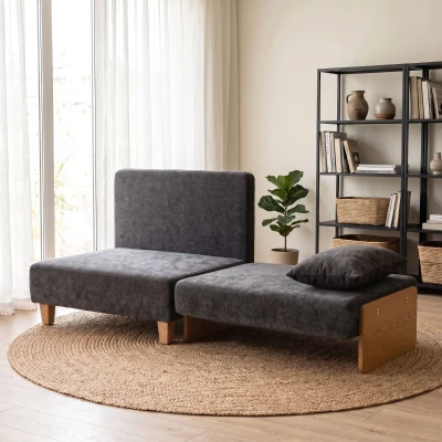 HOMCOM Schlafsessel 2-in-1 mit Bettfunktion, Schlafsofa mit 2 waschbaren Kissen, Seitentaschen für Wohnzimmer, Schlafzimmer