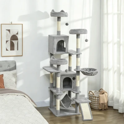 PawHut Arbre à Chats 192cm avec Hamacs, Perchoirs et Maisons