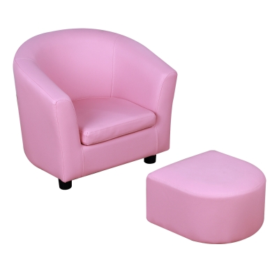 HOMCOM Kids Sofa Armchair Footstool Pink 30x28x21cm
