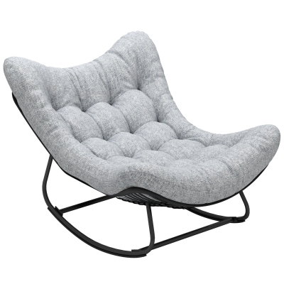 Outsunny Fauteuil Bascule Œuf Rembourré 98x111x74 cm Gris