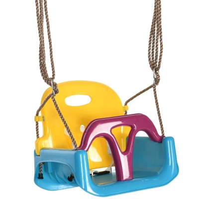 Outsunny 3-in-1 babyschommel, kinderschommel met verstelbaar touw, blauw