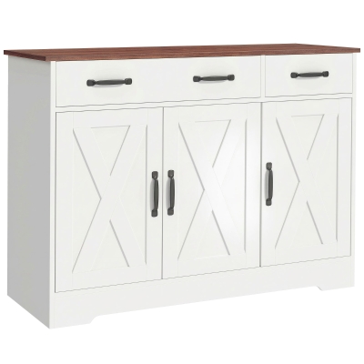 HOMCOM Buffet Blanc 3 Portes 2 Tiroirs 108x40x81cm Cuisine