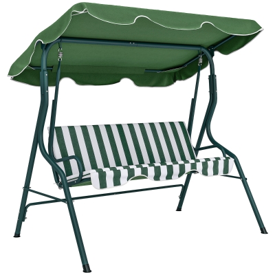 Outsunny Balancelle 3P Toit Réglable Vert Blanc