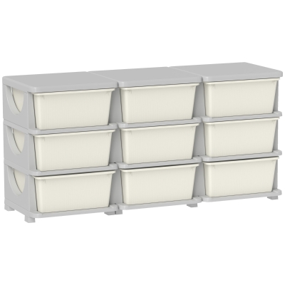 HOMCOM Kids Storage Unit with 9 Drawers Cream