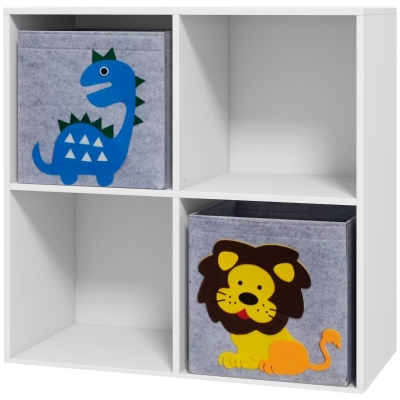 ZONEKIZ Opbergrek voor Kinderen, Kubussen, Laden, MDF, Kantelbeveiliging, Wit