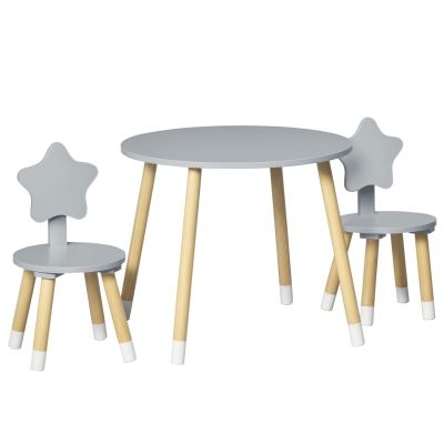 HOMCOM Set Tavolo con 2 Sedie per Bambini da 18 Mesi in Legno