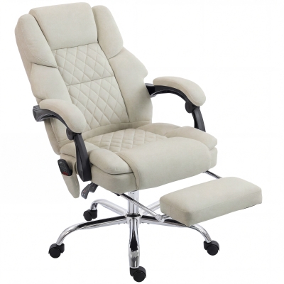 HOMCOM Office Massage Chair Fabric High Back Cream White