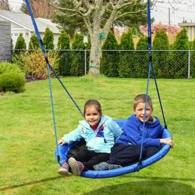 HOMCOM 40" Kid Nest Swing Seat Blue Indoor/Outdoor