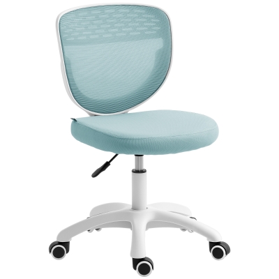 HOMCOM Mesh Office Chair Adjustable Swivel Armless Light Blue