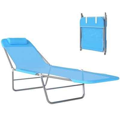 Outsunny Lettino prendisole 182cm x 56cm x 24.5cm Blu