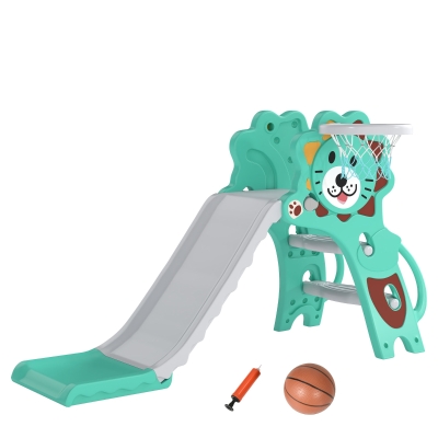 AIYAPLAY Baby Slide Climber with Basketball Hoop Indoor Blue