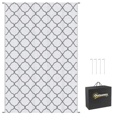 Outsunny Reversible Outdoor Rug Waterproof 182x274cm Grey