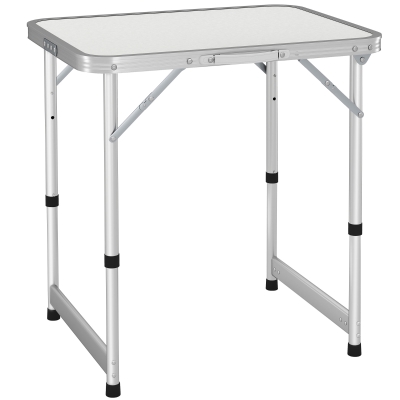 Outsunny Campingtisch Klapptisch Universaltisch Koffertisch Gartentisch Falttisch höhenverstellbar Alu + MDF Weiß 60 x 45 x 47,5/64 cm