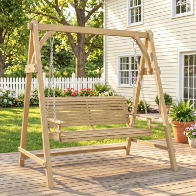 Outsunny Balancelle Jardin Bois 2 Places 1,8x1,2m