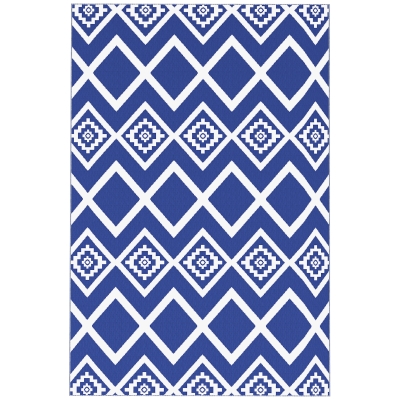 Outsunny Reversible Outdoor Rug 182x274cm Blue/White