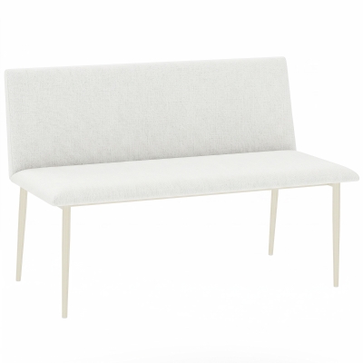 HOMCOM Scaun de sufragerie fără cotiere, material cu aspect de in, scaun de bucătărie cu spătar și picioare metalice, pentru living, Bej