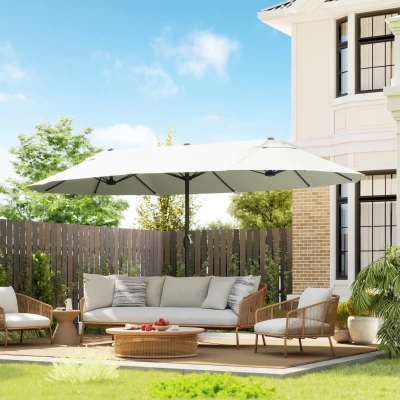 Outsunny Parasol Jardin XXL 4,55x2,7m Crème