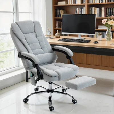 Vinsetto Fauteuil Bureau Massant Chauffant Réglable Gris
