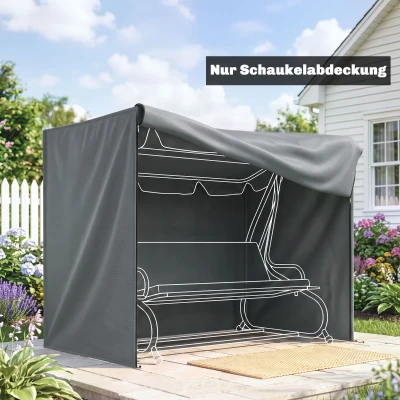 Outsunny Hollywoodschaukel Abdeckung 3 Sitzer Wasserdicht Schutzhülle für Gartenschaukel Oxford Gewebe 220 x 125 x 172 cm, Grau