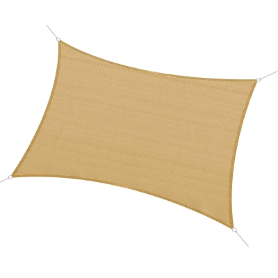 Outsunny Toldo Vela Rectangular 4x3 m Vela de Sombra para Jardín Patio Terraza HDPE Anti UV y Transpirable Color Arena
