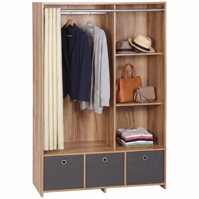 HOMCOM Armoire Penderie Tissu 105x48x160cm Naturel