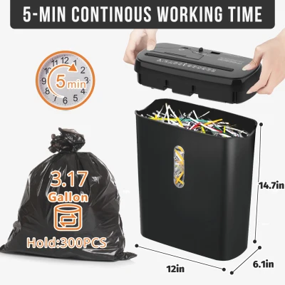 Efficient Paper Shredder with 3.17-Gallon Basket and P-2 Security Level, 31L x 16W x 38H cm, Black