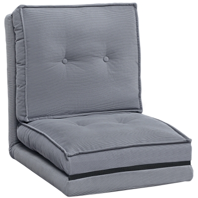 HOMCOM Fauteuil de Sol Pliable Velours Gris Dossier Réglable