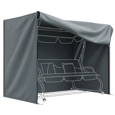 Outsunny Hollywoodschaukel Abdeckung 3 Sitzer Wasserdicht Schutzhülle für Gartenschaukel Oxford Gewebe 220 x 125 x 172 cm, Grau