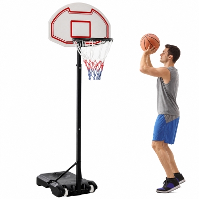 HOMCOM Canestro da basket 73cm x 49cm x 249cm Bianco, rosso e azzurro
