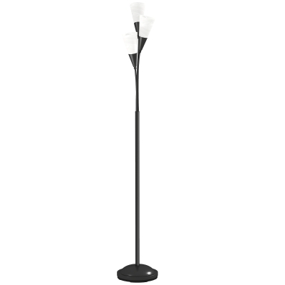 HOMCOM Modern 3-Light Floor Lamp Living Room Black