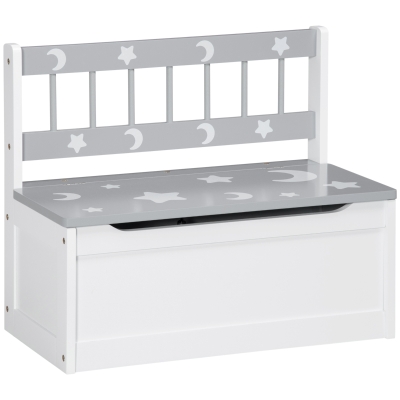ZONEKIZ 2 In 1 Kids Storage Bench, Toy Box w/ Safety Rod - Grey