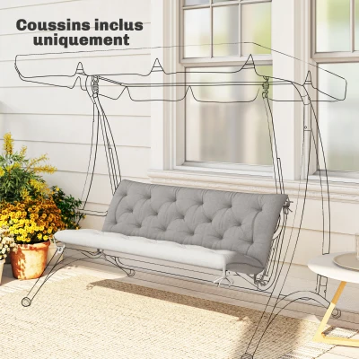 Outsunny Banc 3 Places 150cm Coussin Gris Clair Jardin