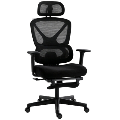 HOMCOM Mesh Office Chair Ergonomic 3D Armrests Rotatable Black