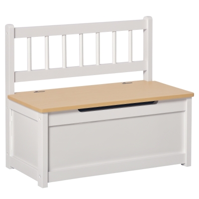 HOMCOM 2-in-1 Wooden Toy Box Storage Bench with Pneumatic Rod