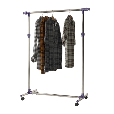 HOMCOM Portant Vêtements Acier Inox à Roulettes 25kg