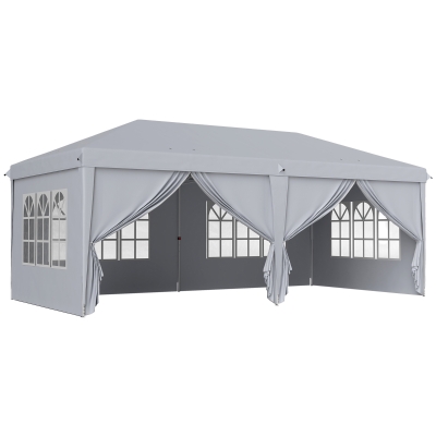 Outsunny Barnum Pliant 6x3m avec Parois Amovibles Gris Clair