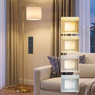 HOMCOM LED Floor Lamp with Remote Control Gold