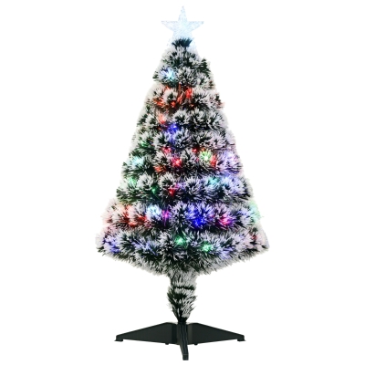 HOMCOM 3ft Prelit Christmas Tree Green White with LEDs