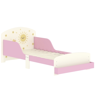 AIYAPLAY Cama Infantil para Crianças +3 Anos 70x140 cm em Madeira com Armazenamento e Desenhos de Estrelas para Dormitório Rosa