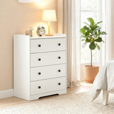 HOMCOM 4-Drawer Chest Modern Wood Storage Cabinet White