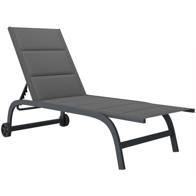 Outsunny Bain de Soleil Aluminium Gris Dossier Réglable 6 Positions