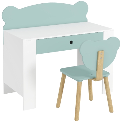 AIYAPLAY Bureau Enfant avec Tiroir et Chaise Ourson Vert