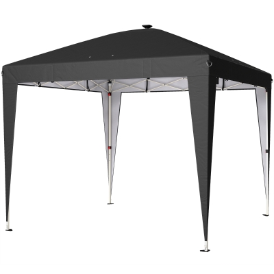 Outsunny Gazebo 3x3 m Pieghevole con Luce e Telecomando Nero