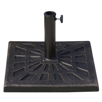 Outsunny Base para Chapéu de Sol de Resina para Mastros de Ø3,8 cm y Ø4,8 cm para Peso 15 kg 47x47x32 cm Preto e Bronze