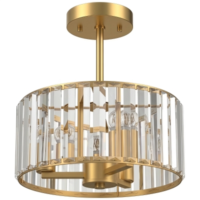 HOMCOM Modern Crystal Chandelier Semi Flush Mount Gold