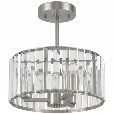 HOMCOM Crystal Chandelier Semi Flush Mount E14 Silver Tone