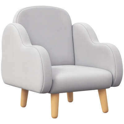 ZONEKIZ Kids Armchair Velvet Cloud Shape Grey 1.5-3 Years