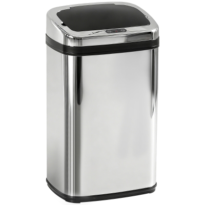 HOMCOM Poubelle de cuisine automatique 30L acier inoxydable, poubelle à capteur de mouvement avec couvercle, 33x25x58cm, argent